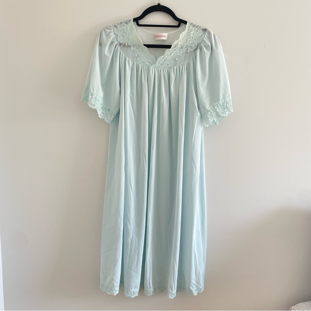 Elegant Lace Trim Chemise - Light Blue